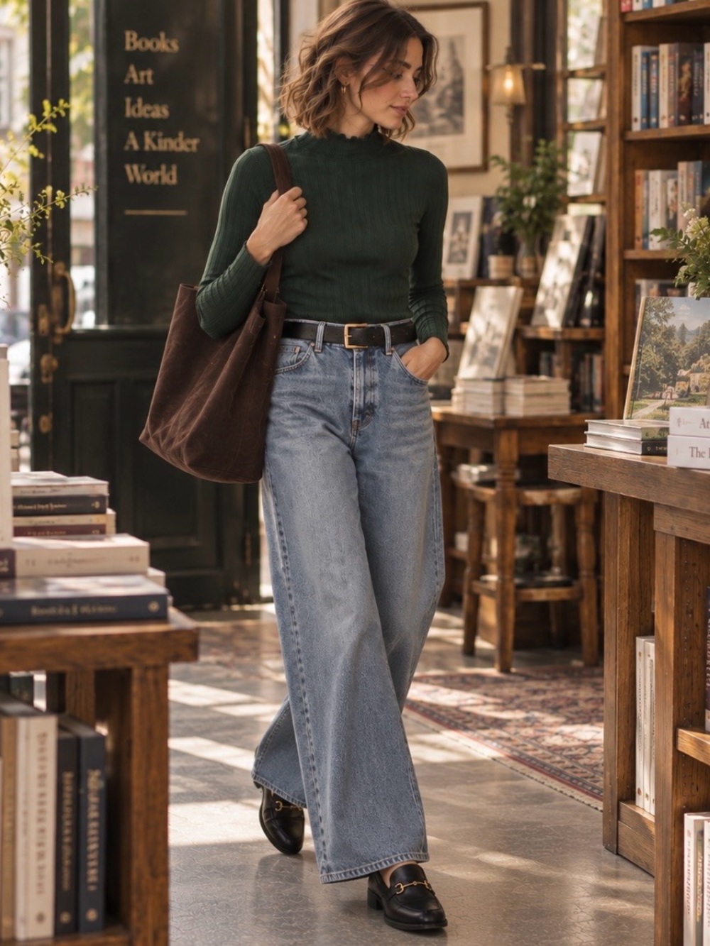 J.Crew Ribbed Pointelle Knit Turtleneck Top Dark Forest Green NWT Size L